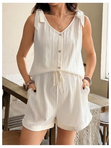 OYOANGLE Women's 2 Piece Maternity Set Textured Tie Shoulder Lounge Outfits - color: Apricot, size: X-Large