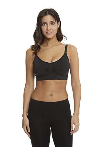 HOFISH 3PACK Full Bust Seamless Nursing Maternity Bras Bralette S-XXL with Extra Bra Extenders & Clips - color: Black, size: Medium