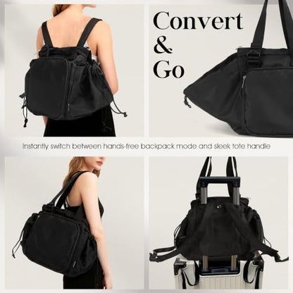 Everyday Bag Tote for Women, Spacious Diaper Bag with 16 Pockets, Durable Travel Bag, Sleek Work Shoulder Bag - color: Solid Black