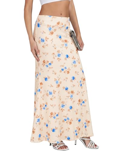 KIFOVEN Women's Foldover High Waist Maxi Skirt - color: Blue Rose, size: Medium