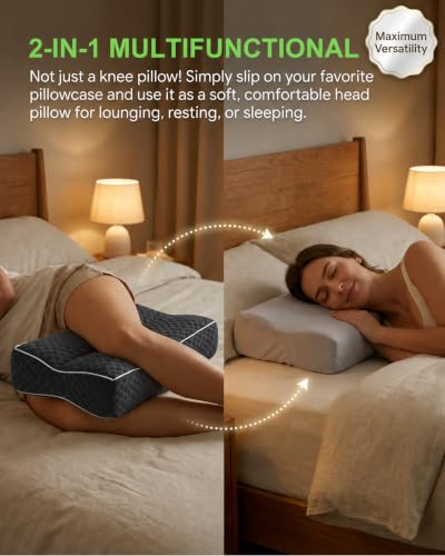 Knee Pillow for Side Sleepers, Memory Foam Leg Pillow, Dark Grey - color: Dark Grey