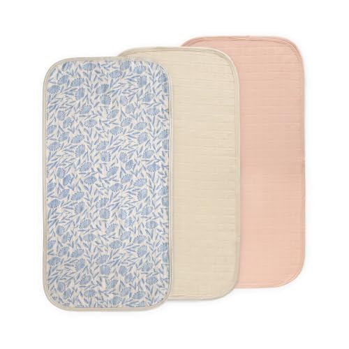 mushie Water Repellent Changing Pad Liners | Cotton (Blue Flowers Combo) - color: Blue Flowers Combo
