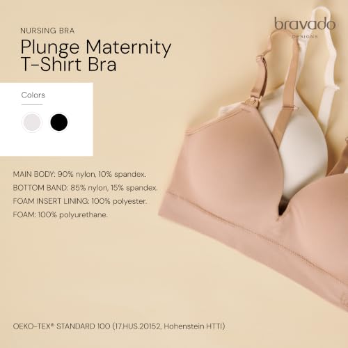 Bravado Designs Plunge T-Shirt Maternity & Nursing Bra - color: Lily White, size: Medium