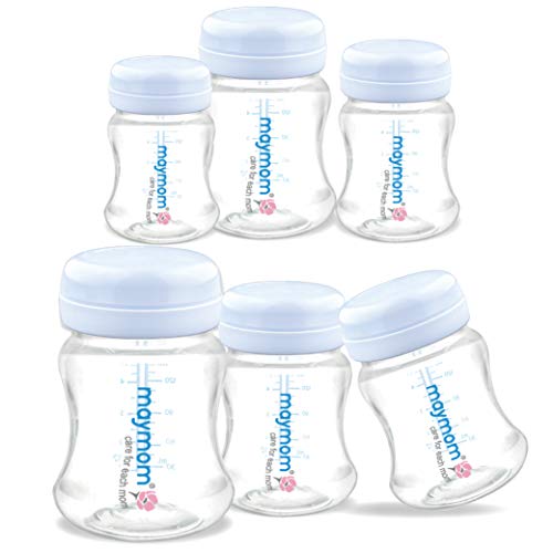 Maymom Wide-Mouth Milk Storage Collection Bottle with Travel Cap and Sealing Ring ; Can Replace Spectra S1 S2 Avent Natural Avent Classic Bottles (6pc 4.7Oz/140mL) - size: 3 Count (Pack of 2)