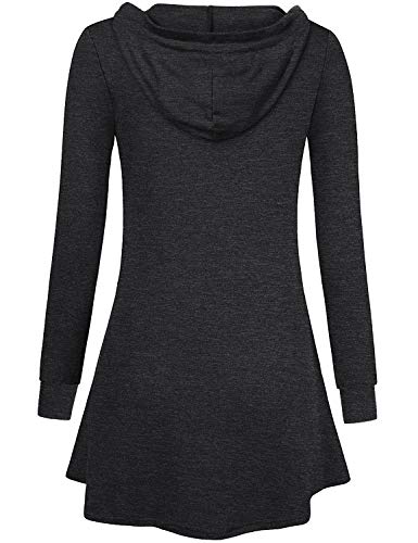 Miusey Womens Zip Up Long Hoodie Jacket Lightweight Tunic Sweatshirt Open Front Cardigan - color: 1# Dark Grey, size: Medium