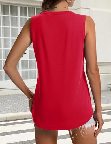 YUCOLEN Women's Tank Tops Loose Flowy Summer UPF 50+ Basic Sleeveless Tops - color: Bright Red, size: Medium
