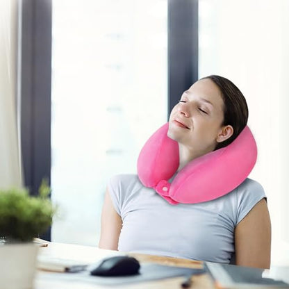 Neck Pillow Soft Memory Foam Travel Pillow Rose Red - color: Rose Red