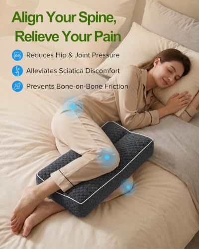 Knee Pillow for Side Sleepers, Memory Foam Leg Pillow, Dark Grey - color: Dark Grey