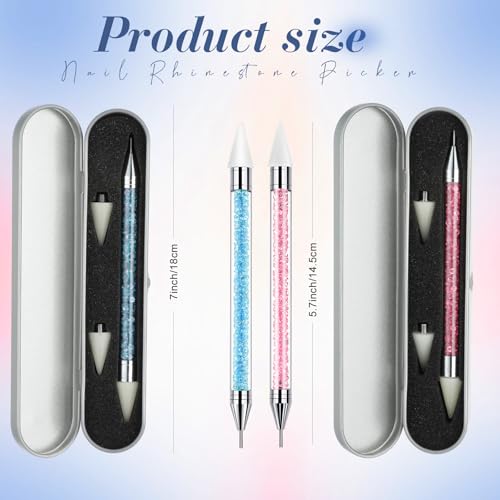 Tatuo 2 Pieces Rhinestone Picker Dotting Pen, Wax Pencil Pen, Blue Pink - color: Light Blue Pink