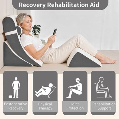 Wedge Pillow Set for After Surgery,White/Dark Grey,4PCS-22 - color: White/Dark Grey, size: 4PCS-22''