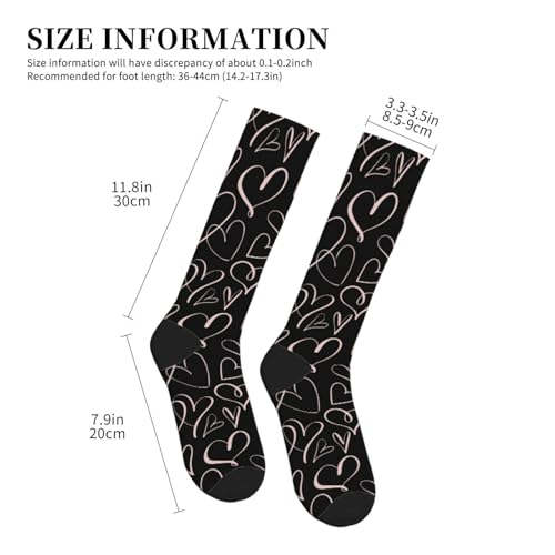 Compression Socks Knee High Support Stockings Women Men - color: Pink Heart