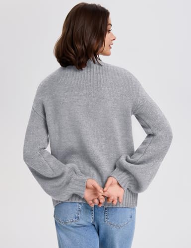LOMON Womens Chunky Knit Cardigan Oversized Button Front Trend Sweater Tops - color: Light Gray, size: Small