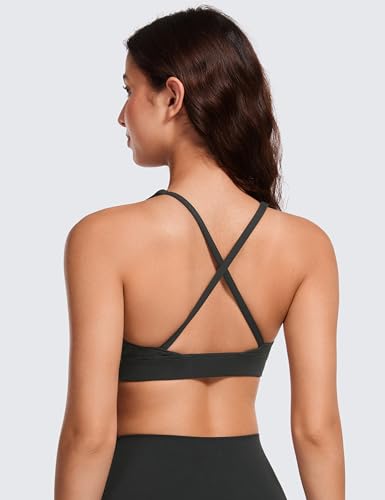 CRZ YOGA Butterluxe Deep V Neck Sports Bras - color: Black, size: Medium