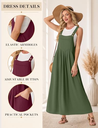 Lepunuo Summer Dresses Women Bib Overall Dresses Adjustable Beach - color: A - Army Green, size: X-Large