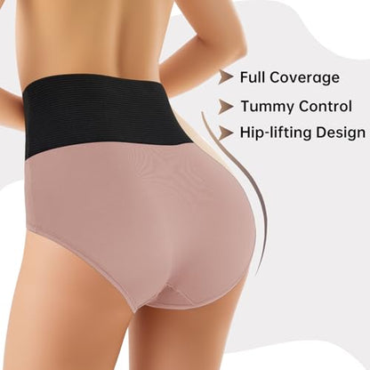 Women's Tummy Control Underwear High-Waist underpants Full Coverage Brief Stretch Ladies Panties Multipack - size: Small