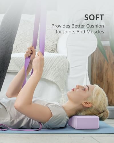 Yoga Blocks 2 Pack with Supportive Non-Slip Foam for Yoga Pilate Stretching - color: Lavender