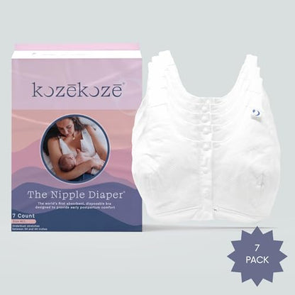 Nipple Diaper Absorbent Nursing Bra 100% Cotton, 7 Pack Single-Use Disposable Non-Toxic Garment for Breastfeeding - size: Large