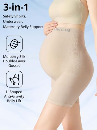Maternity Underwear High Waisted Seamless Underwear for Women - color: Beige, size: Medium