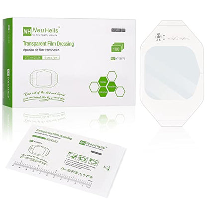 NeuHeils Transparent Film Dressing, 2 3/8x2 3/4 Inch, 100 Pack, Waterproof - size: 2 3/8" x 2 3/4"
