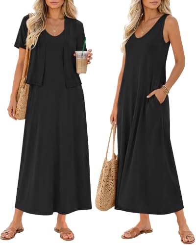 2 Piece Maternity Dress Outfits Set - color: Black, size: Medium