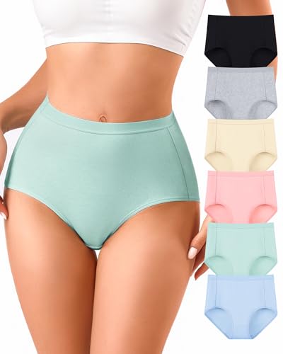 Annenmy High Waisted Panties Women's Cotton Underwear Full Coverage Briefs Soft Breathable Stretch Briefs Regular & Plus Size - color: Multicolor, size: Medium