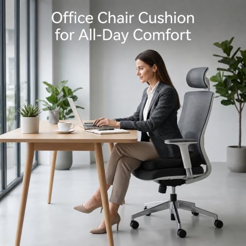 Gel Seat Cushion for Office Chair, Memory Foam, Black - color: Black