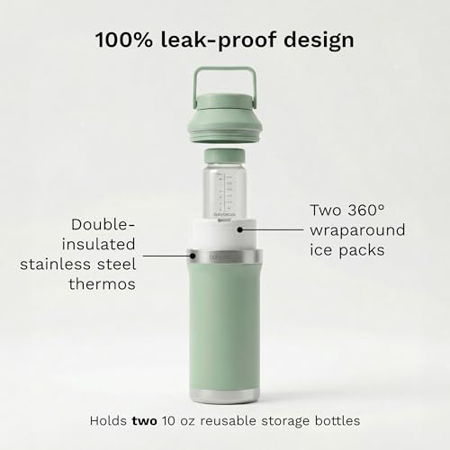 Baby Brezza All Day Portable Breastmilk Cooler, Large 20oz Capacity, Green - color: Sage Green