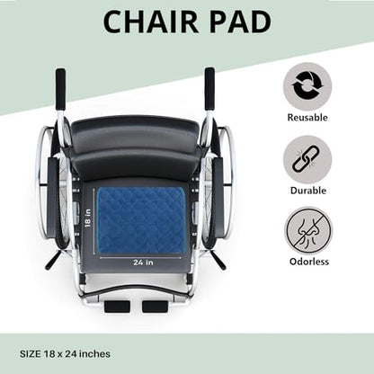 Velvet Opulence Premium Comfort Chair Pad/Underpad Washable Size - 18X24 (Blue) - color: Blue
