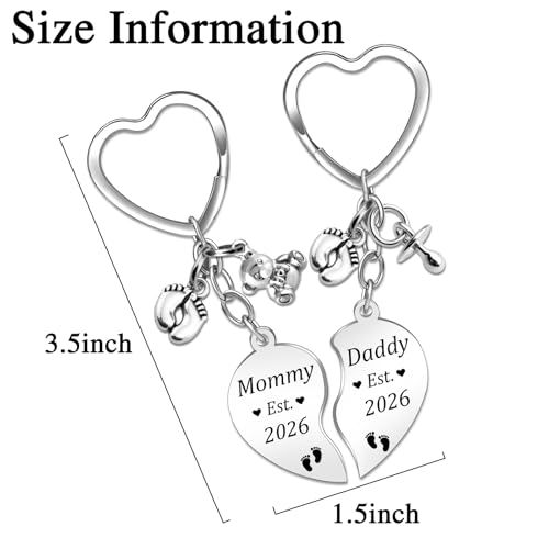 2ps Sweet New Parents Gifts for Couples Daddy and Mommy Est 2026 Keychains