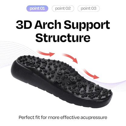BALLOP Mamuring 1,700 Nodes Acupressure Massage Slippers - color: Black, size: 9 Women/8 Men