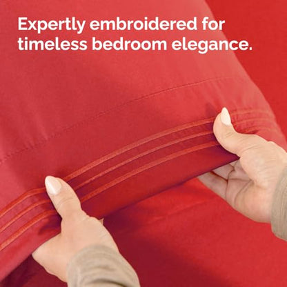 King Standard Pillow Cases Set of 2 - Ultra Soft Pillowcase Covers - Red - color: 27 - Red, size: King Standard