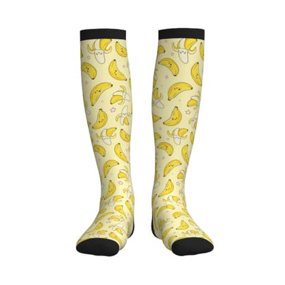 Compression Socks Women and Men 15-20mmHg-Circulation Support Socks for Athletic Running Cycling - color: Banana