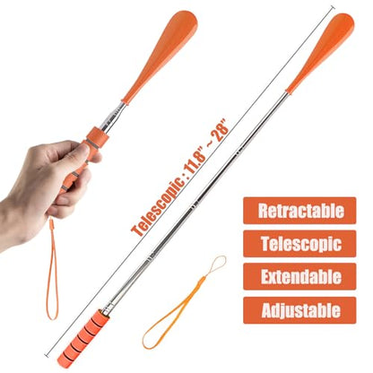 Shoe Horn Long Handle Retractable Telescopic Shoehorn Foldable Shoehorn Shoe Puller Adjustable Shoe Aids - color: Black