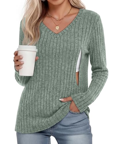 Women's Maternity Nursing Tops Mama Clothes - color: Green, size: Large