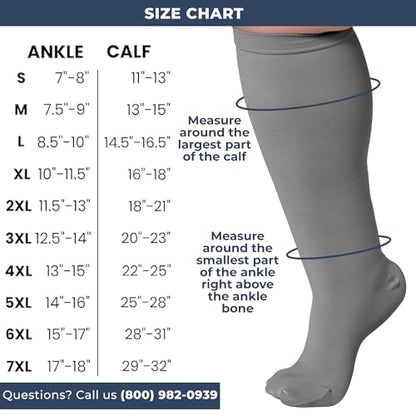 Mojo Compression Socks Women Knee High Stockings 20-30mmHg, Grey Small - color: Grey, size: Small