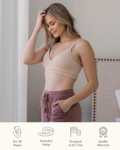 Kindred Bravely Sublime Contour Hands Free Pumping & Nursing Bra, Wireless - color: Beige, size: Medium-Large