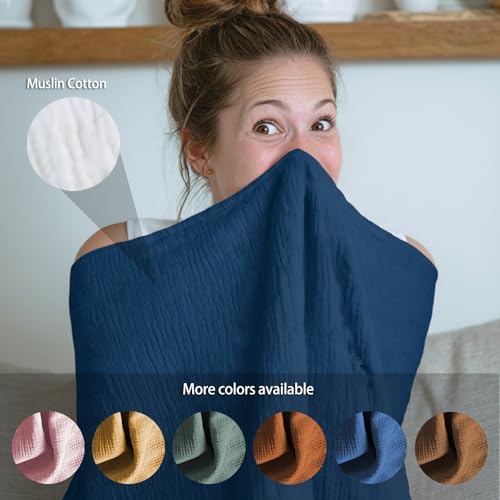Muslin Nursing Covers for Breastfeeding, Navy Blue - color: Navy Blue