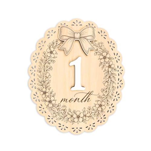 Baby Monthly Milestone Signs Girl, 1-12 Months Baby Milestone Signs (M08) - color: Oval