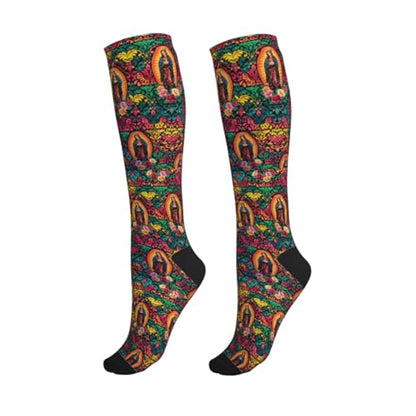Compression Socks Knee High Support Stockings Women Men - color: Virgin Mary Religious