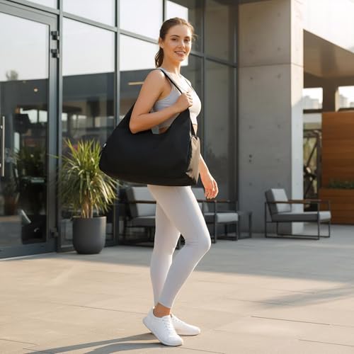 Forestfish Gym Bag For Women With Shoes Compartment & Wet Dry - color: Black
