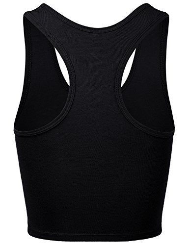 Women Sleeveless Racerback Crop Camisole Tank Tops Cotton Basic Shirts - color: 001-black-5, size: 1X