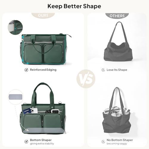 TOPEAST Work Tote Bag for Women with Insulated Lunch Compartment - color: Green