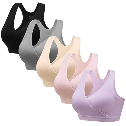 HBselect Maternity Nursing Sleep Bra for Breastfeeding Wireless Bralette - color: Black/Gray/Purple/Pink/Beige, size: Large