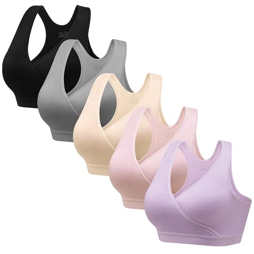 HBselect Maternity Nursing Sleep Bra for Breastfeeding Wireless Bralette - color: Black/Gray/Purple/Pink/Beige, size: Small