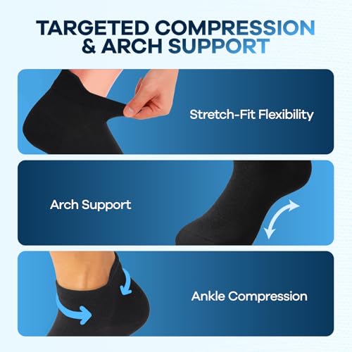 6 Pairs 8-15 mmHg Ankle Compression Socks for Women and Men - color: Black, size: Small-Medium