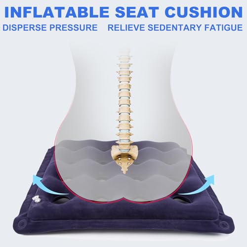 Waffle Cushion Pressure Relief, 2-Pack Inflatable Seat Cushion w/Pump, 18" - color: Purple&beige