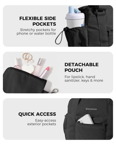 Small Gym Bag for Women - Duffle Weekender Work Duffel Carry on Tote Bag - color: Black