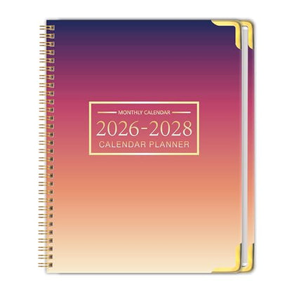 Monthly Calendar Planner 2026-2028, 3 Years Organizer, 9" x 11" - color: Sunset（ Jan 2026 - Dec 2028）