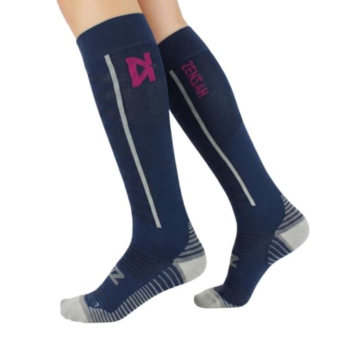 Zensah Featherweight Compression Socks for Women & Men - color: Navy, size: Medium