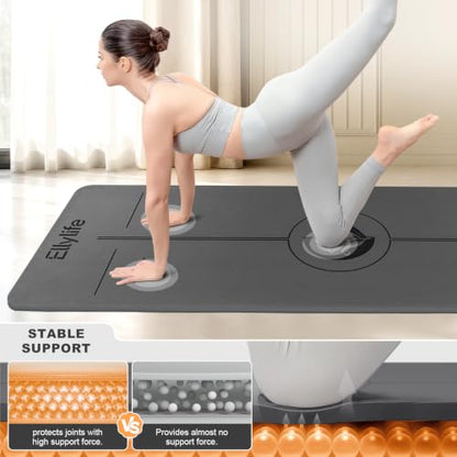 Yoga Mat - Non Slip Natural Rubber Yoga Mat, Alignment Lines, Ultimate Grip - color: Gray